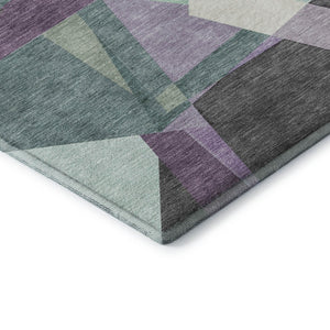 HomeRoots 9' X 12' Stylish Purple, Ivory & Teal Geometric Washable Area Rug with UV Protection for Homes 694760