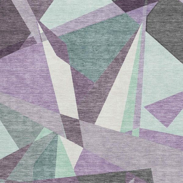 HomeRoots 10' Geometric Washable Area Rug in Purple, Ivory & Teal - UV Protected, Durable & Pet-Friendly Design 694761