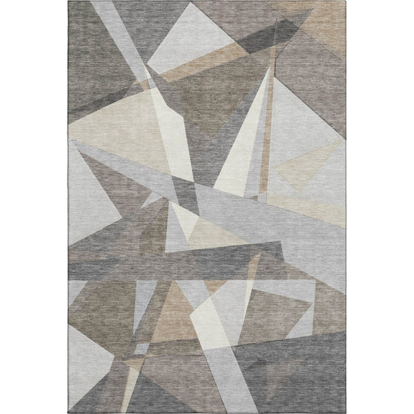 HomeRoots 8' Taupe Ivory and Gray Geometric Washable Area Rug - UV Protected, Stain Resistant, Durable Design 694765