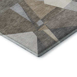 HomeRoots 8' Taupe Ivory and Gray Geometric Washable Area Rug - UV Protected, Stain Resistant, Durable Design 694765