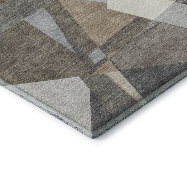 HomeRoots 8' Taupe Ivory and Gray Geometric Washable Area Rug - UV Protected, Stain Resistant, Durable Design 694765