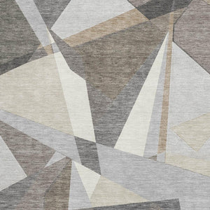 HomeRoots 8' Taupe Ivory and Gray Geometric Washable Area Rug - UV Protected, Stain Resistant, Durable Design 694765
