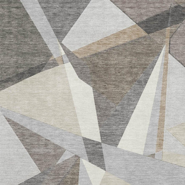 HomeRoots 9' X 12' Stylish Taupe and Gray Geometric Washable Area Rug with UV Protection for Durable Living Spaces 694766