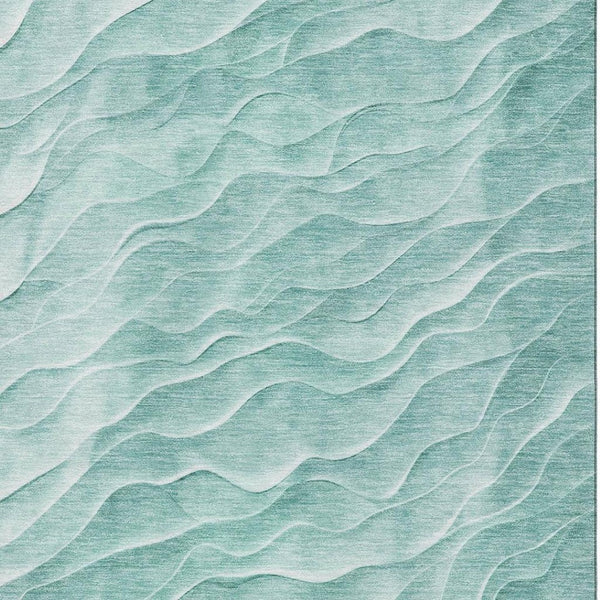 HomeRoots 5' X 8' Aqua And Ivory Abstract Area Rug - Durable, Stain Resistant, UV Protected for Modern Spaces 694769