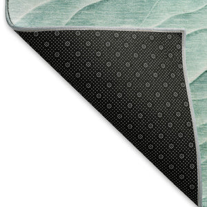 HomeRoots 10' Aqua & Ivory Abstract Area Rug - Washable, UV Protected, and Perfect for Modern Living Spaces! 694773
