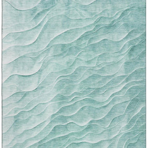HomeRoots 10' Aqua & Ivory Abstract Area Rug - Washable, UV Protected, and Perfect for Modern Living Spaces! 694773