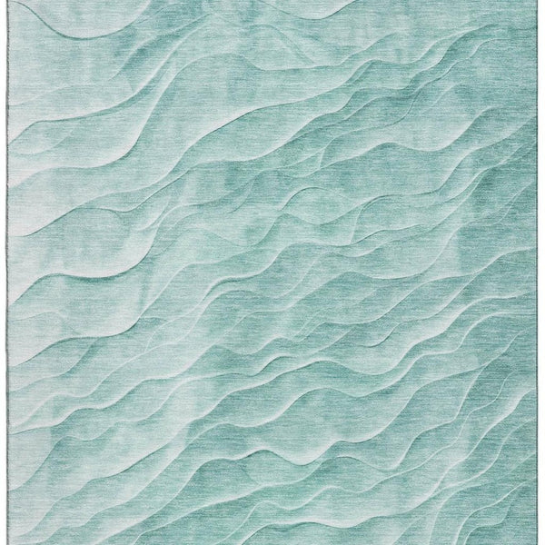 HomeRoots 10' Aqua & Ivory Abstract Area Rug - Washable, UV Protected, and Perfect for Modern Living Spaces! 694773