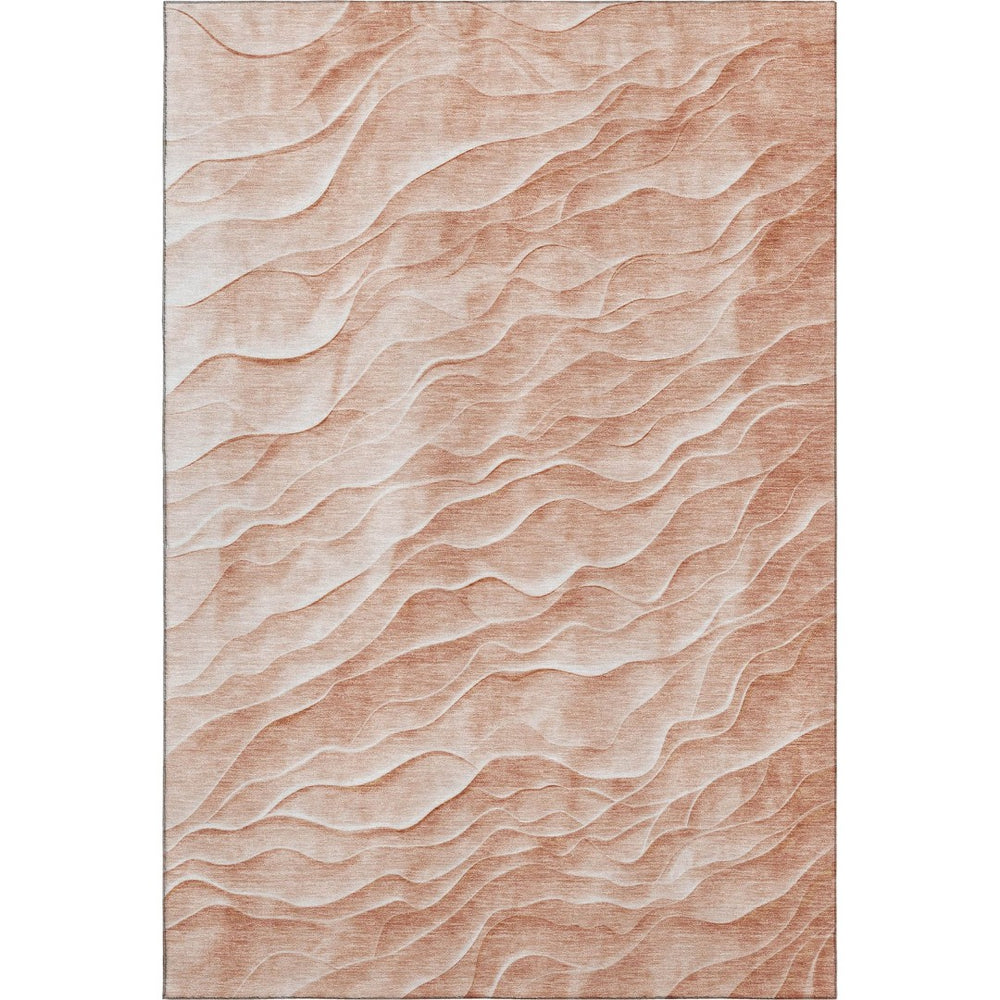 HomeRoots 5' X 8' Coral and Ivory Abstract Area Rug – Stylish, Washable, UV-Protected for Busy Homes & Kids 694775