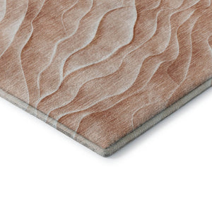 HomeRoots 10' X 14' Coral & Ivory Abstract Area Rug - Stain-Resistant, UV Protected, Non-Slip for Modern Homes 694779