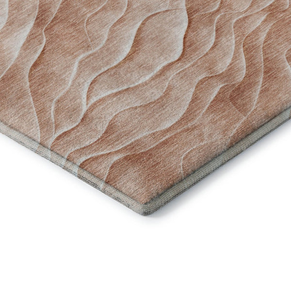 HomeRoots 10' X 14' Coral & Ivory Abstract Area Rug - Stain-Resistant, UV Protected, Non-Slip for Modern Homes 694779