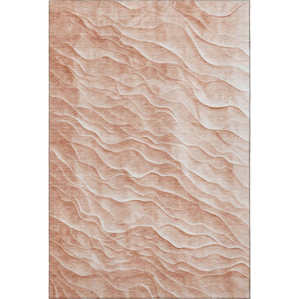 HomeRoots 10' X 14' Coral & Ivory Abstract Area Rug - Stain-Resistant, UV Protected, Non-Slip for Modern Homes 694779