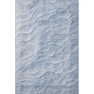 HomeRoots 8' Denim Blue and Ivory Abstract Area Rug - Stain Resistant, UV Protected, Perfect for High Traffic Areas 694783