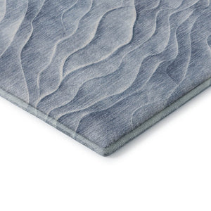 HomeRoots 8' Denim Blue and Ivory Abstract Area Rug - Stain Resistant, UV Protected, Perfect for High Traffic Areas 694783