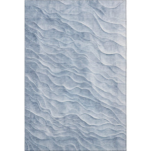 HomeRoots 8' Denim Blue and Ivory Abstract Area Rug - Stain Resistant, UV Protected, Perfect for High Traffic Areas 694783