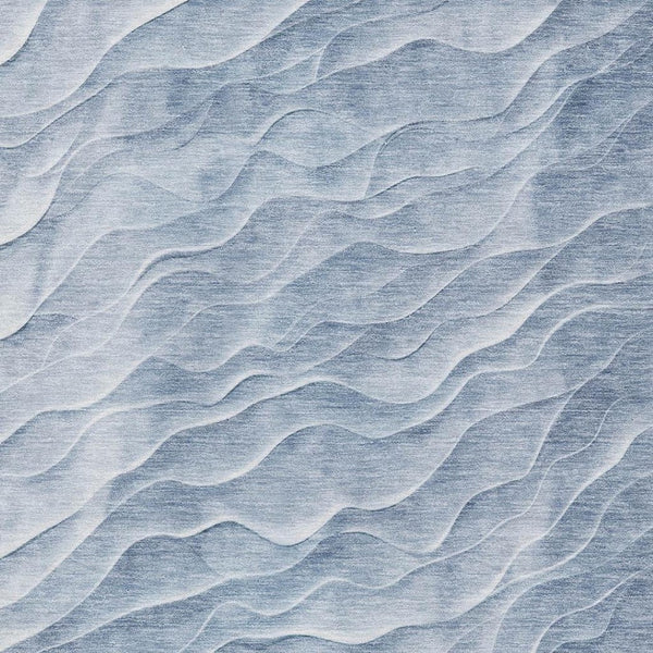 HomeRoots 9' X 12' Denim Blue & Ivory Abstract Area Rug - Washable, UV Protected, Stylish & Durable Design 694784