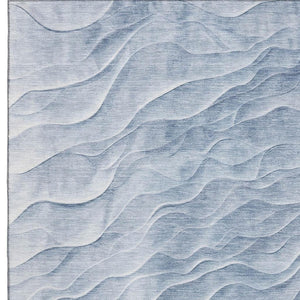 HomeRoots 10' Denim Blue and Ivory Abstract Area Rug - Washable, UV-Protected, Stain-Resistant, Durable Design 694785