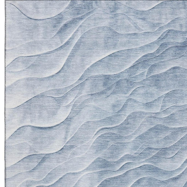 HomeRoots 10' Denim Blue and Ivory Abstract Area Rug - Washable, UV-Protected, Stain-Resistant, Durable Design 694785
