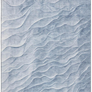 HomeRoots 10' Denim Blue and Ivory Abstract Area Rug - Washable, UV-Protected, Stain-Resistant, Durable Design 694785