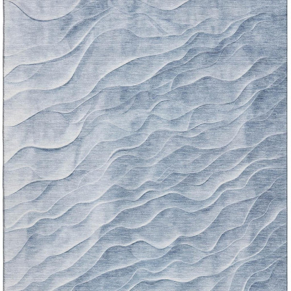 HomeRoots 10' Denim Blue and Ivory Abstract Area Rug - Washable, UV-Protected, Stain-Resistant, Durable Design 694785