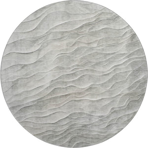 HomeRoots 8' X 8' Taupe & Ivory Abstract Washable Round Rug with UV Protection for Modern Living Spaces 694788