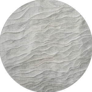 HomeRoots 8' X 8' Taupe & Ivory Abstract Washable Round Rug with UV Protection for Modern Living Spaces 694788