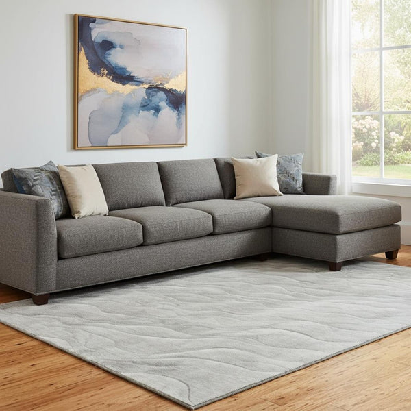 HomeRoots 8' Taupe and Ivory Abstract Washable Area Rug - Stylish, Durable, UV-Protected for Modern Homes 694789