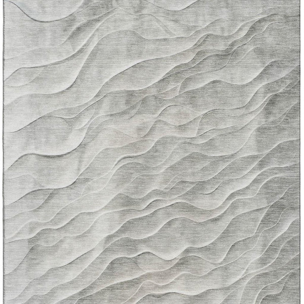 HomeRoots 8' Taupe and Ivory Abstract Washable Area Rug - Stylish, Durable, UV-Protected for Modern Homes 694789
