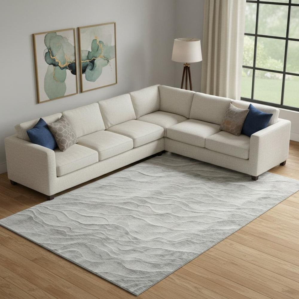 HomeRoots 9' X 12' Taupe And Ivory Abstract Area Rug - Stylish, Washable, UV-Protected for High-Traffic Spaces 694790