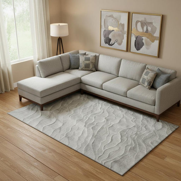 HomeRoots 10' X 14' Taupe & Ivory Abstract Area Rug - Washable, Stain-Resistant, UV Protected for Homes 694791