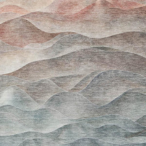 HomeRoots 5' X 8' Teal and Salmon Abstract Washable Area Rug with UV Protection for Modern Homes & Families 694793