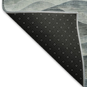 HomeRoots 8' Round Teal Ivory Salmon Abstract Washable Rug - UV Resistant, Stain-Proof for High-Traffic Areas 694794