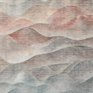 HomeRoots 9' X 12' Modern Teal, Ivory & Salmon Abstract Washable Area Rug with UV Protection & Non-Slip Backing 694796