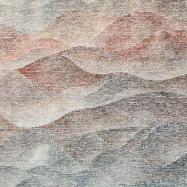 HomeRoots 9' X 12' Modern Teal, Ivory & Salmon Abstract Washable Area Rug with UV Protection & Non-Slip Backing 694796