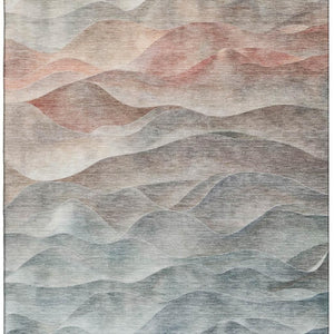 HomeRoots 10' Modern Abstract Washable Area Rug in Teal, Ivory & Salmon – UV Protection for Busy Homes! 694797