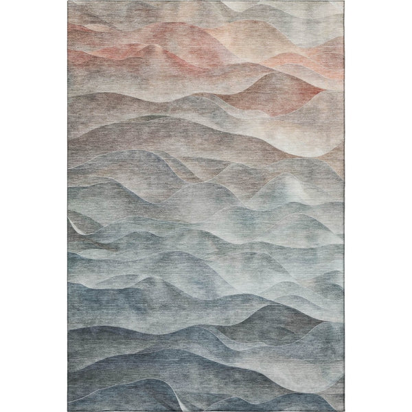 HomeRoots 10' Modern Abstract Washable Area Rug in Teal, Ivory & Salmon – UV Protection for Busy Homes! 694797