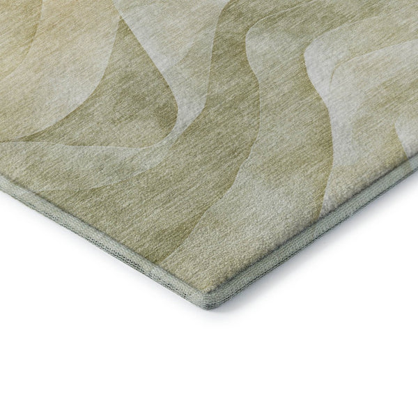 HomeRoots 5' X 8' Stylish Artichoke Green Abstract Area Rug - Washable, UV Protected, Perfect for Homes! 694799