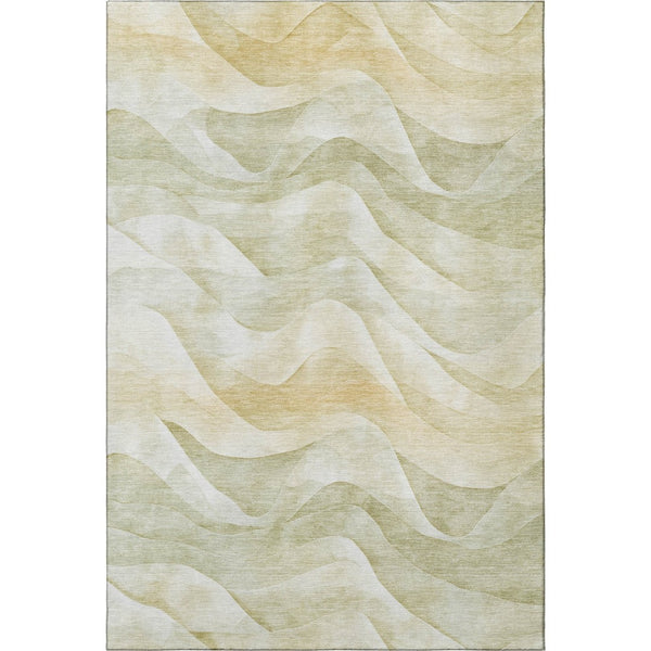 HomeRoots 5' X 8' Stylish Artichoke Green Abstract Area Rug - Washable, UV Protected, Perfect for Homes! 694799