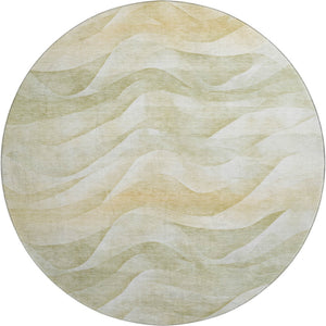 HomeRoots 8' X 8' Artichoke Green Abstract Washable Round Rug with UV Protection for Kids & Pets' Spaces 694800
