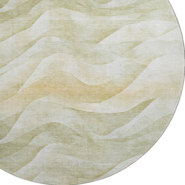 HomeRoots 8' X 8' Artichoke Green Abstract Washable Round Rug with UV Protection for Kids & Pets' Spaces 694800