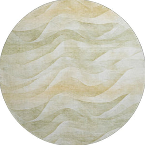 HomeRoots 8' X 8' Artichoke Green Abstract Washable Round Rug with UV Protection for Kids & Pets' Spaces 694800