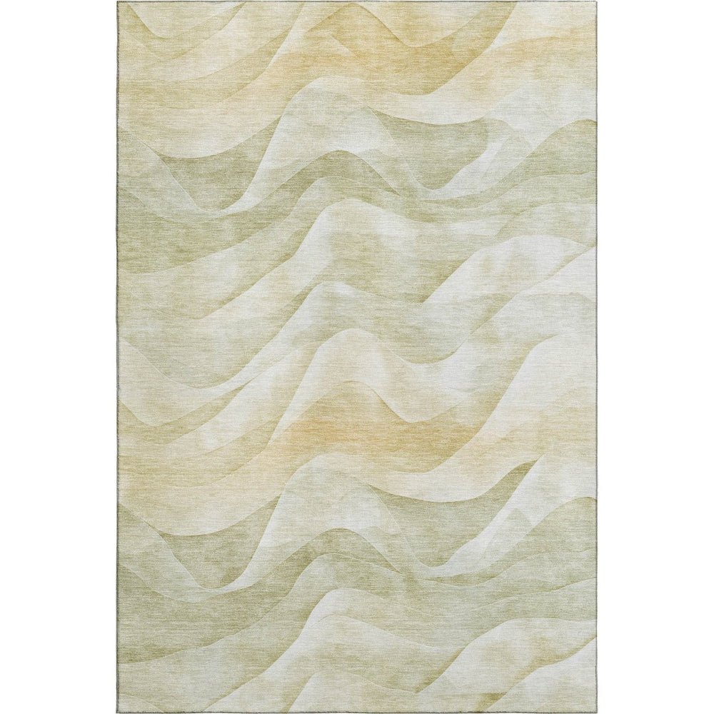 HomeRoots 9' X 12' Artichoke Green Abstract Washable Area Rug – Stain-Resistant, UV Protected, Stylish Comfort 694802