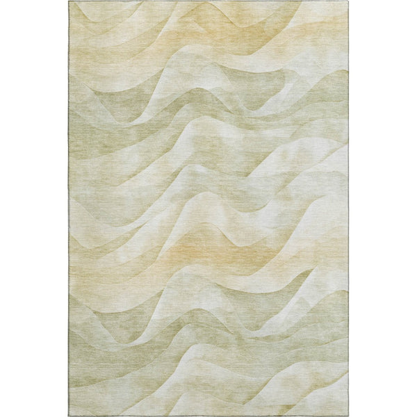 HomeRoots 9' X 12' Artichoke Green Abstract Washable Area Rug – Stain-Resistant, UV Protected, Stylish Comfort 694802