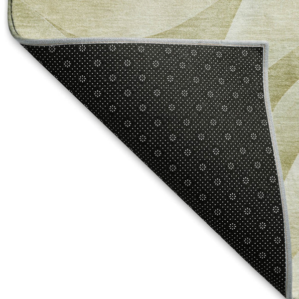 HomeRoots 9' X 12' Artichoke Green Abstract Washable Area Rug – Stain-Resistant, UV Protected, Stylish Comfort 694802
