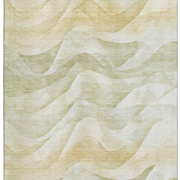 HomeRoots 9' X 12' Artichoke Green Abstract Washable Area Rug – Stain-Resistant, UV Protected, Stylish Comfort 694802