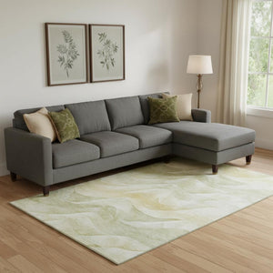 HomeRoots 10' X 14' Artichoke Green Abstract Area Rug – Washable, UV-Protected, Durable for High-Traffic Spaces 694803