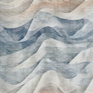 HomeRoots 8' Abstract Washable Area Rug in Blue, Beige & Ivory - UV Protected, Stain-Resistant & Stylish! 694807