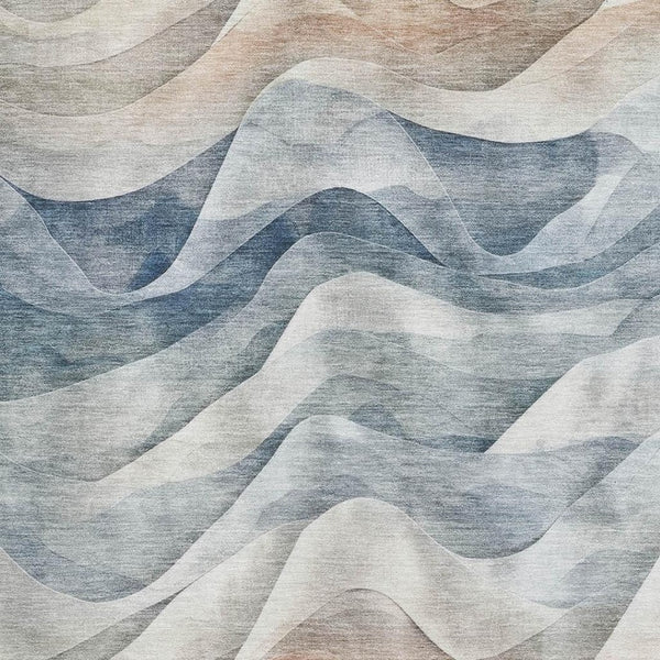 HomeRoots 8' Abstract Washable Area Rug in Blue, Beige & Ivory - UV Protected, Stain-Resistant & Stylish! 694807