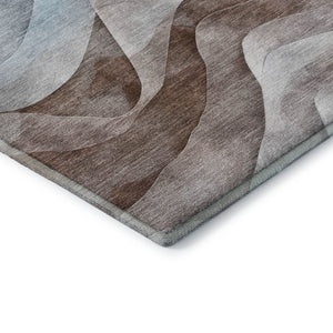 HomeRoots 9' X 12' Coffee Blue And Ivory Abstract Area Rug - Stylish, Washable, UV-Protected & Stain Resistant 694814