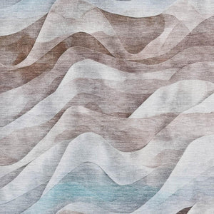 HomeRoots 9' X 12' Coffee Blue And Ivory Abstract Area Rug - Stylish, Washable, UV-Protected & Stain Resistant 694814