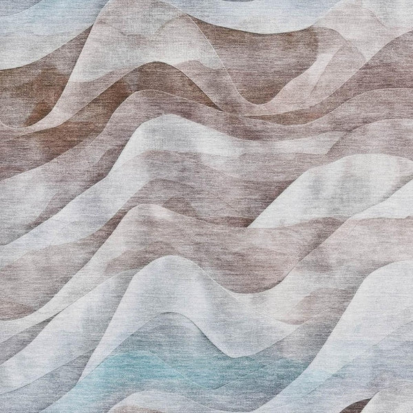 HomeRoots 9' X 12' Coffee Blue And Ivory Abstract Area Rug - Stylish, Washable, UV-Protected & Stain Resistant 694814